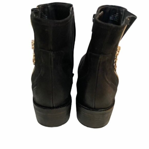 Steve Madden Chances Ankle Boot Nubuck Polished Gold Zip Sz 10 - Picture 7 of 10